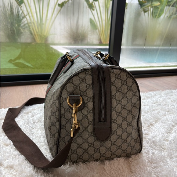 Gucci Duffle Bag - Gucci Beige and Brown Monogram Duffel Bag - Picture 2 of 10